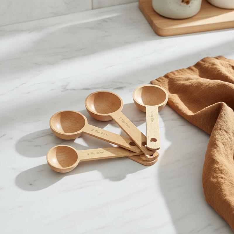 Kitchen Gadgets For Gifts - Houten maatschepje 7,5-45ML, draagbaar, beuken/walnoot, milieuvriendelijk