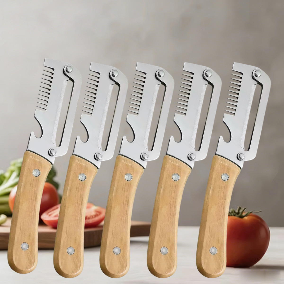 Apple Corer Slicer - 6 stuks houten handvat roestvrij staal