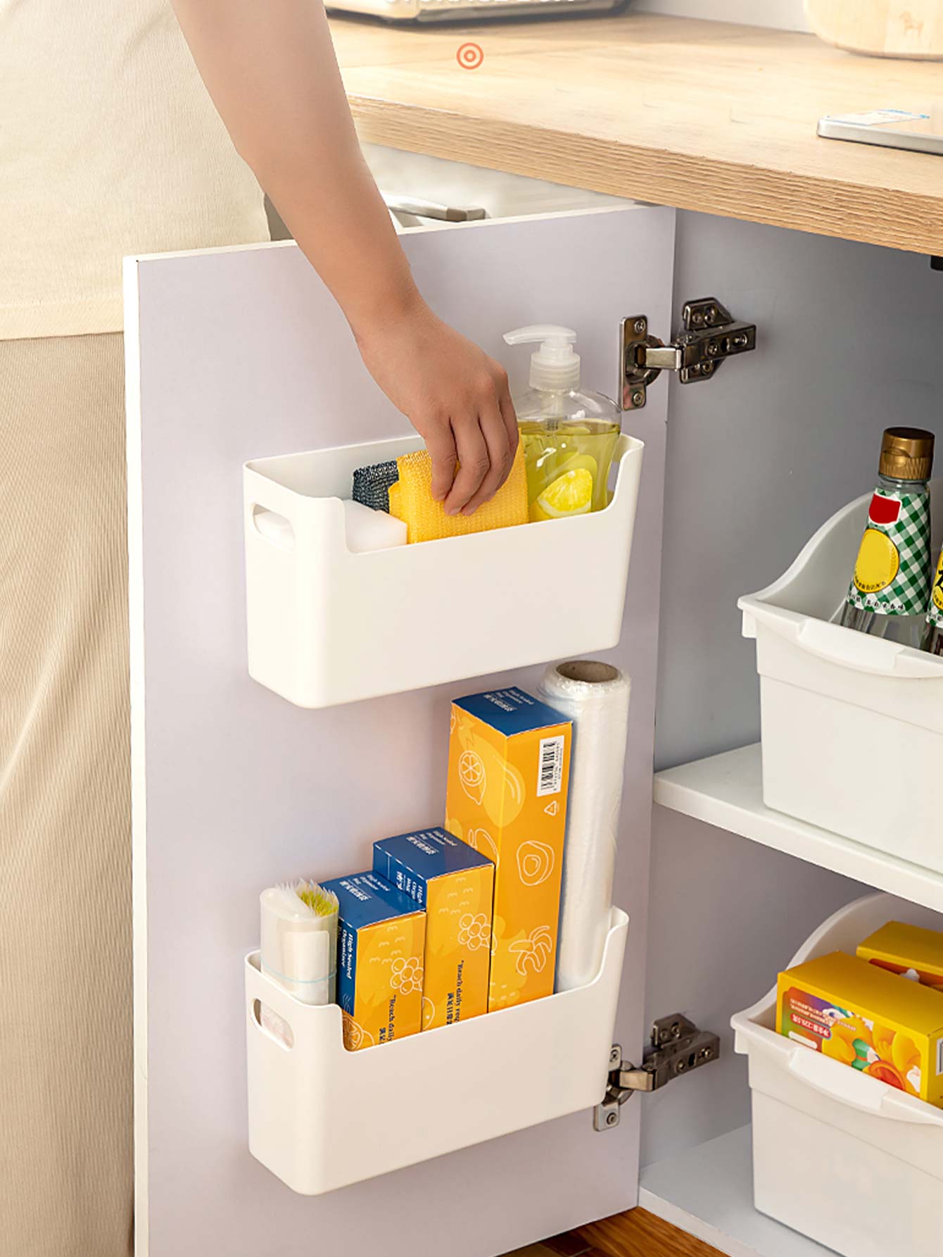 Kitchen Gadgets Gifts - Punch Free Kastdeur Organizer Plastic aan