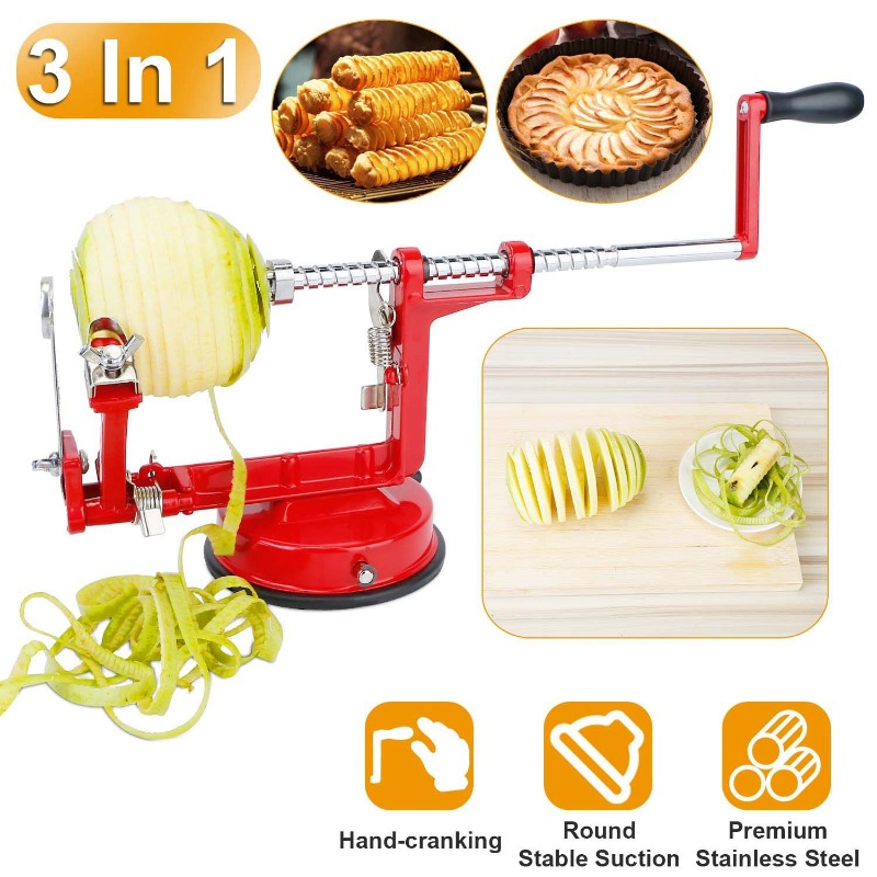 Apple Corer Slicer - 3-in-1 appel- en aardappelschiller met handmatige